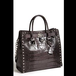 Michael Kors large Hamilton croc satchel